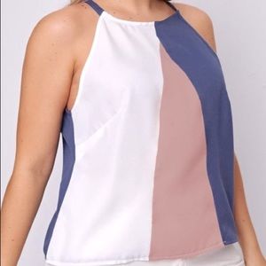 High neck three color shirt